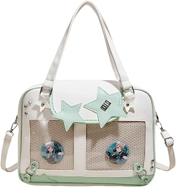 Kawaii Ita Bag - Anime Pins Display Totebag Japanese Crossbody Shoulder Bag w/ 2 Inserts for Cosplay Merchandise