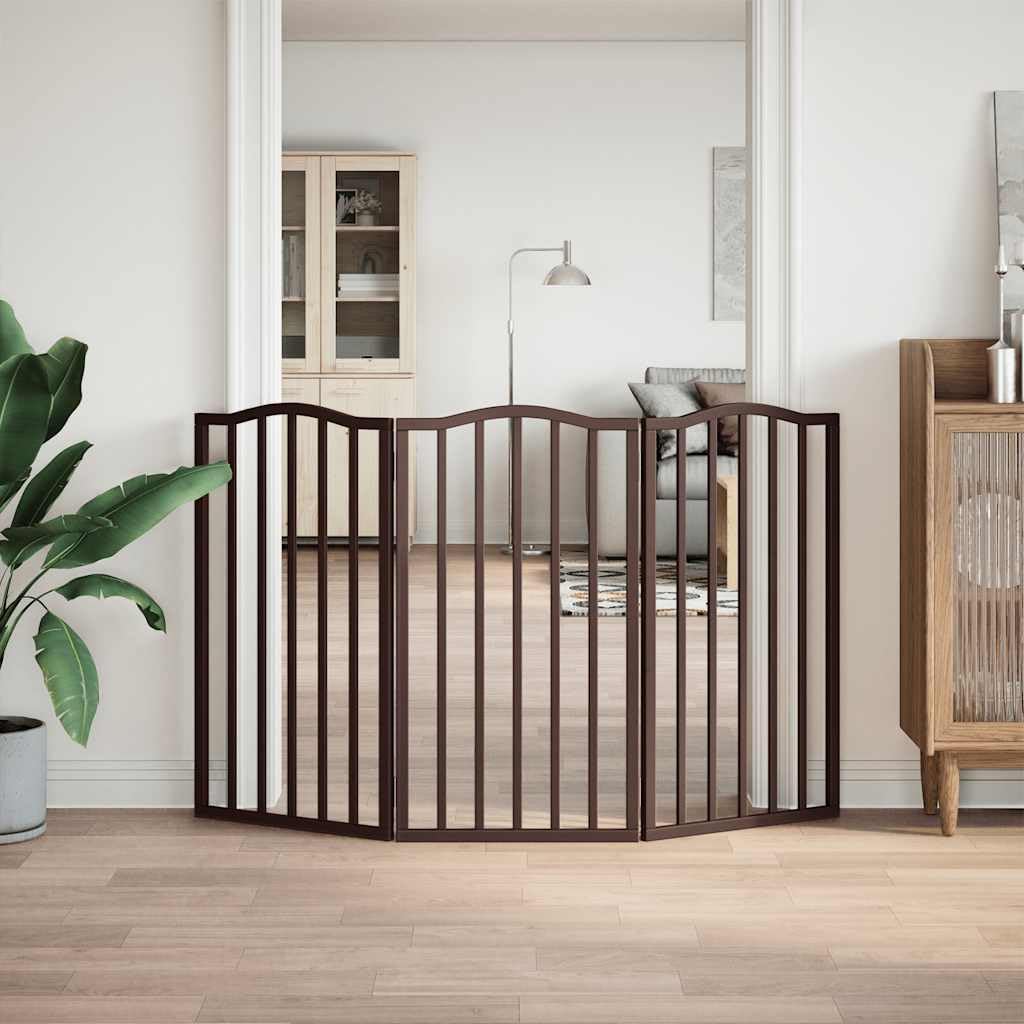 Puerta plegable para perros de madera de álamo, 150 cm de ancho, independiente, plegable, ideal como barrera para casa, apartamento, jardín, protección y seguridad para cachorros y perros
