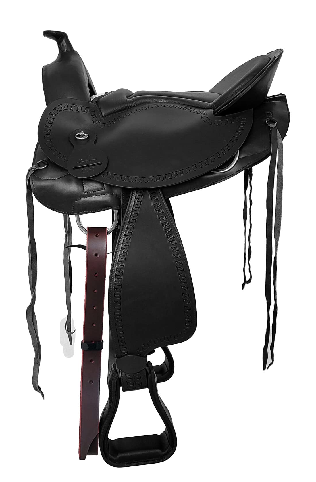 A&M Reitsport Baumloser Westernsattel Michigan Schwarz aus Büffelleder, Größe:16 Zoll