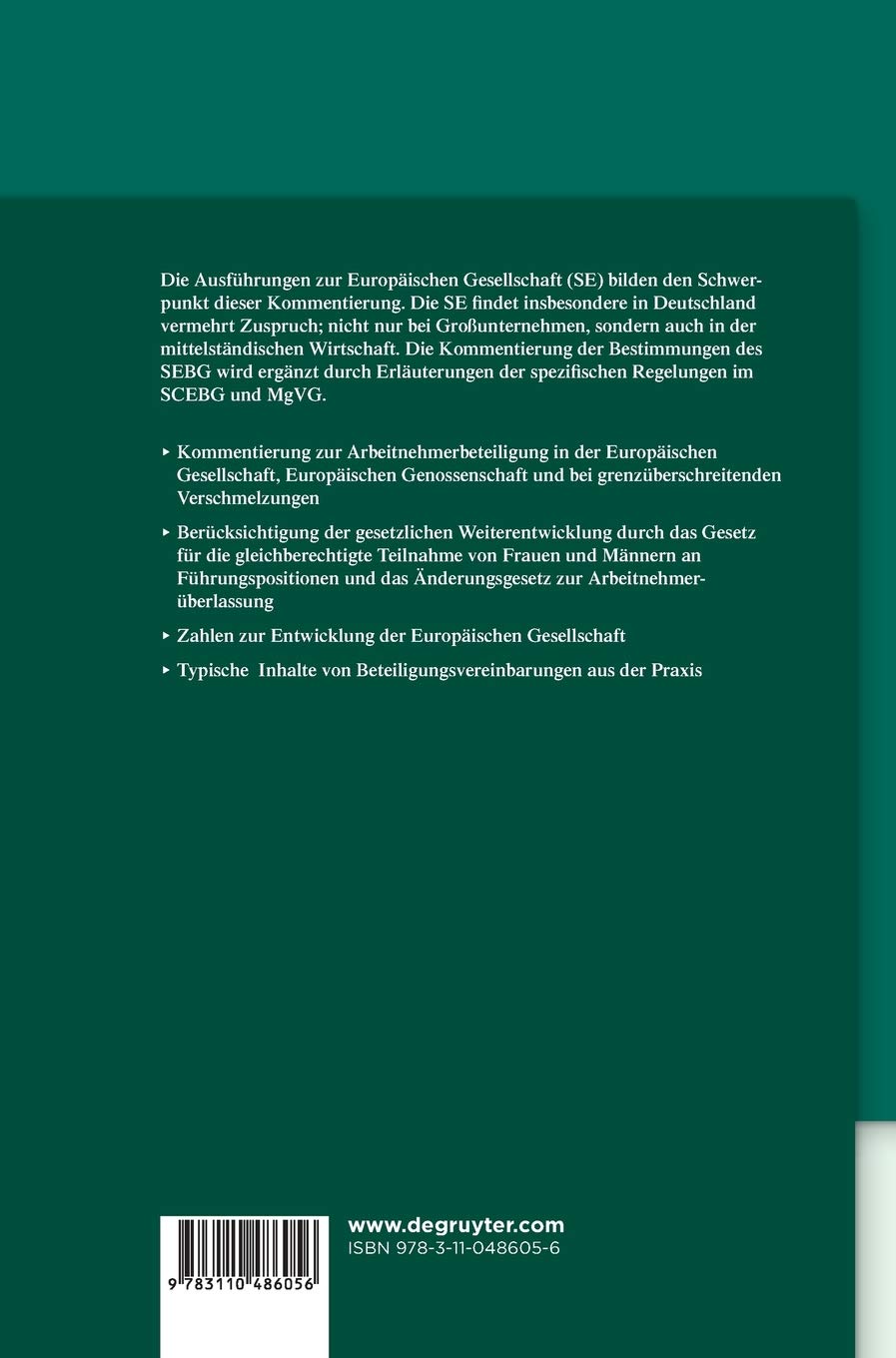 SEBG, SCEBG, MgVG: Beteiligung der Arbeitnehmer im Unternehmen auf der Grundlage europäischen Rechts (De Gruyter Kommentar)