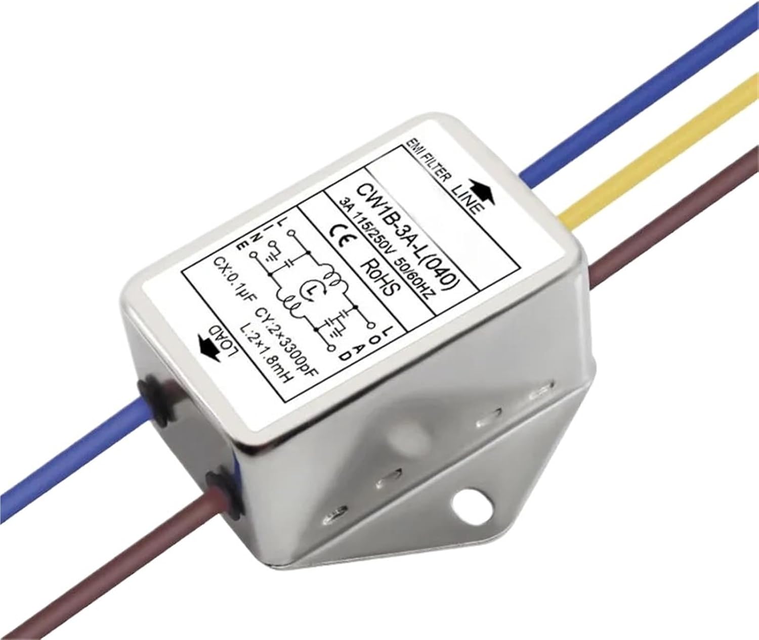 Power Supply Filter CW1B-3A/6A/10A-L(040) AC 250V with Wire Audio Purifier EMI Anti-Interference EMI line Audio Purifier(CW1B-3A-L)