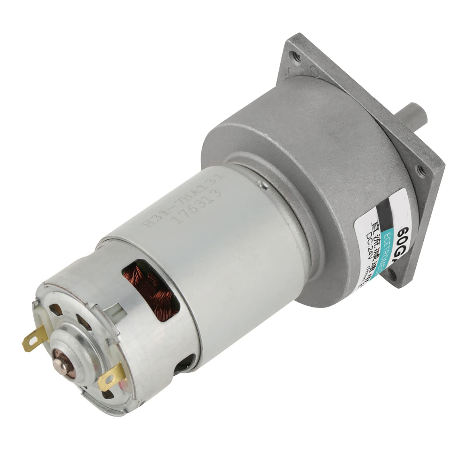 Pilipane DC12V/24V 35W Mini DC Motoriduttore velocità del Metallo Regolabile Motore a Coppia Elevata CW/CCW(24V 500 Giri/min), Motoriduttore,