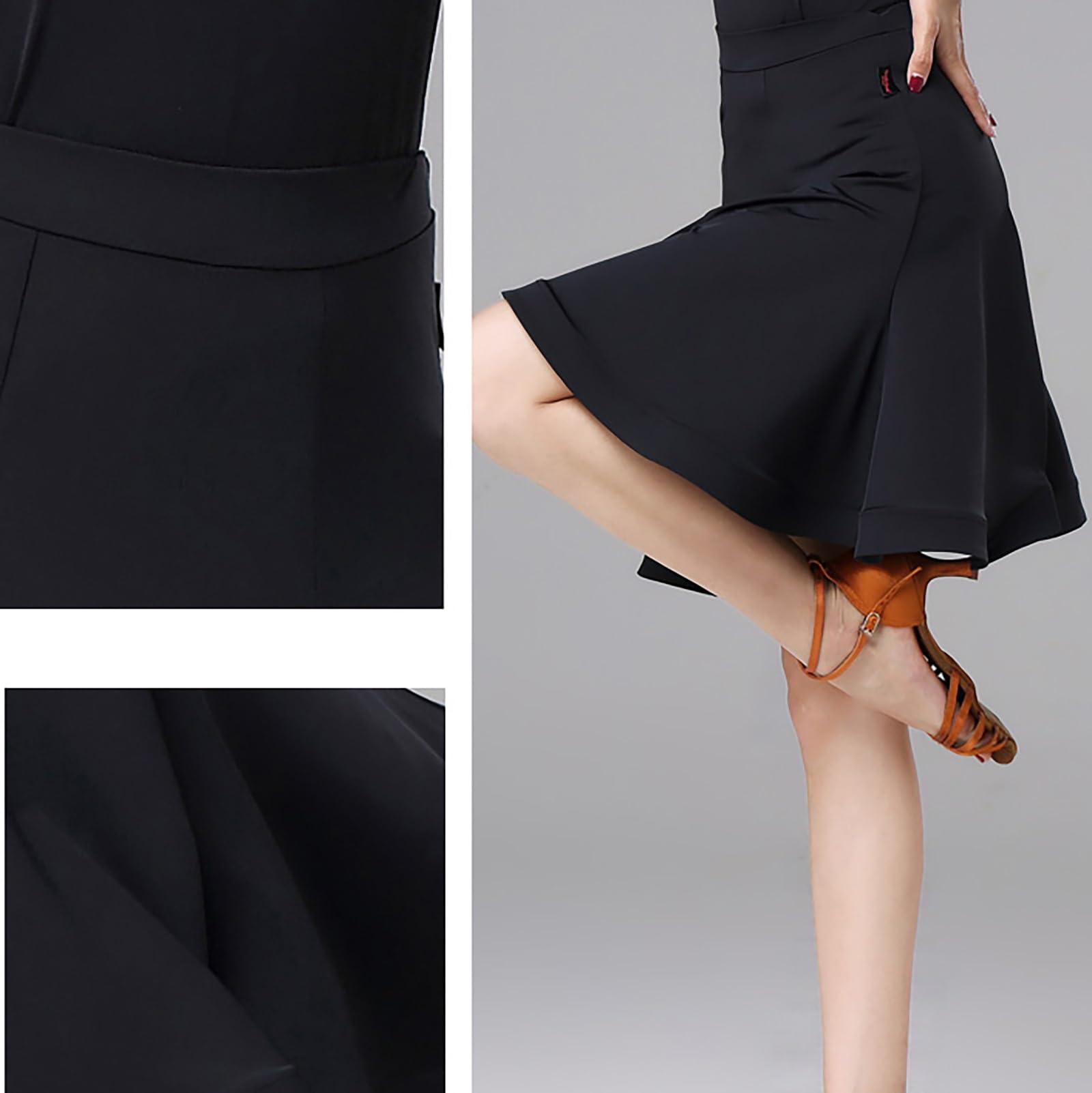 Faldas De Baile Latino Sólidas Básicas Skirt Corta De Baile Swing Grande for Mujer for Cha Cha Rumba Samba, Traje De Baile for Competición, Actuación Vestido De Baile De Salón