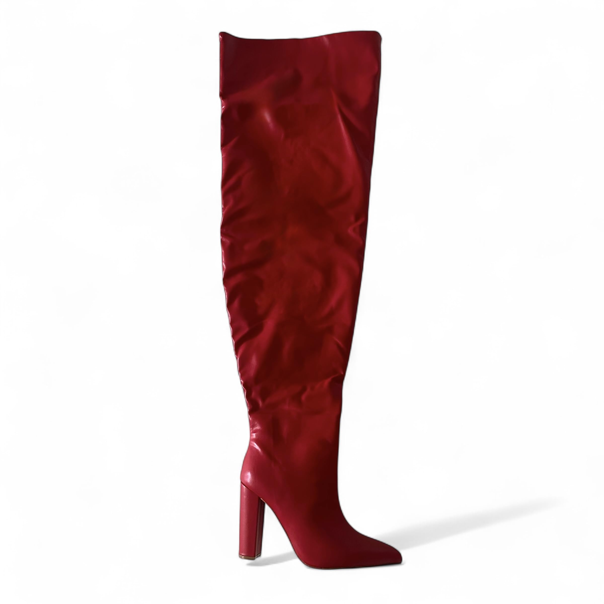 Liliana Womens Over The Knee Thigh High Chunky Heel Slouchy Boots