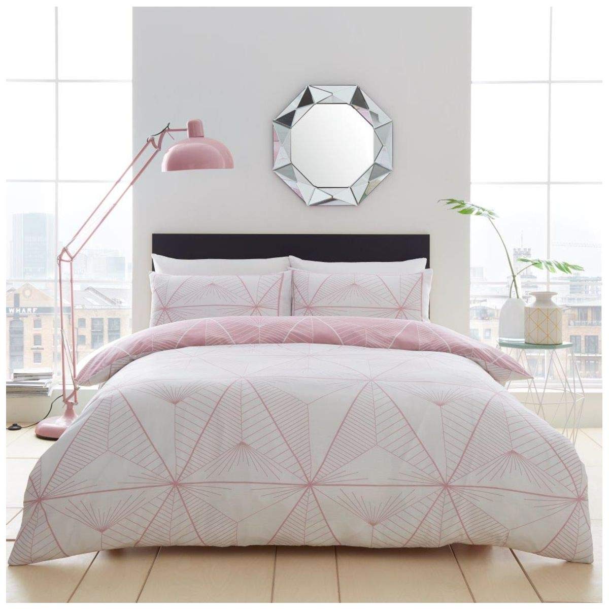 GC GAVENO CAVAILIA Easy Care Zander Duvet Cover, Reversible Cosy Quilt Bedding Set, Luxury Quality, Blush-Pink, Single, Polycotton