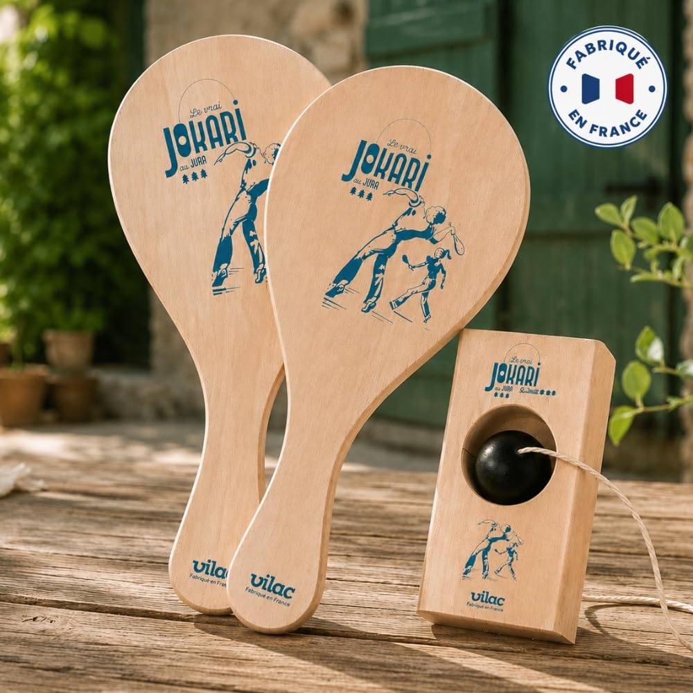 Vilac - Jokari Klassisches Spiel für Kinder, hergestellt aus massivem Buchenholz, mit Tasche zur Aufbewahrung, lustig, 4299G, Beige