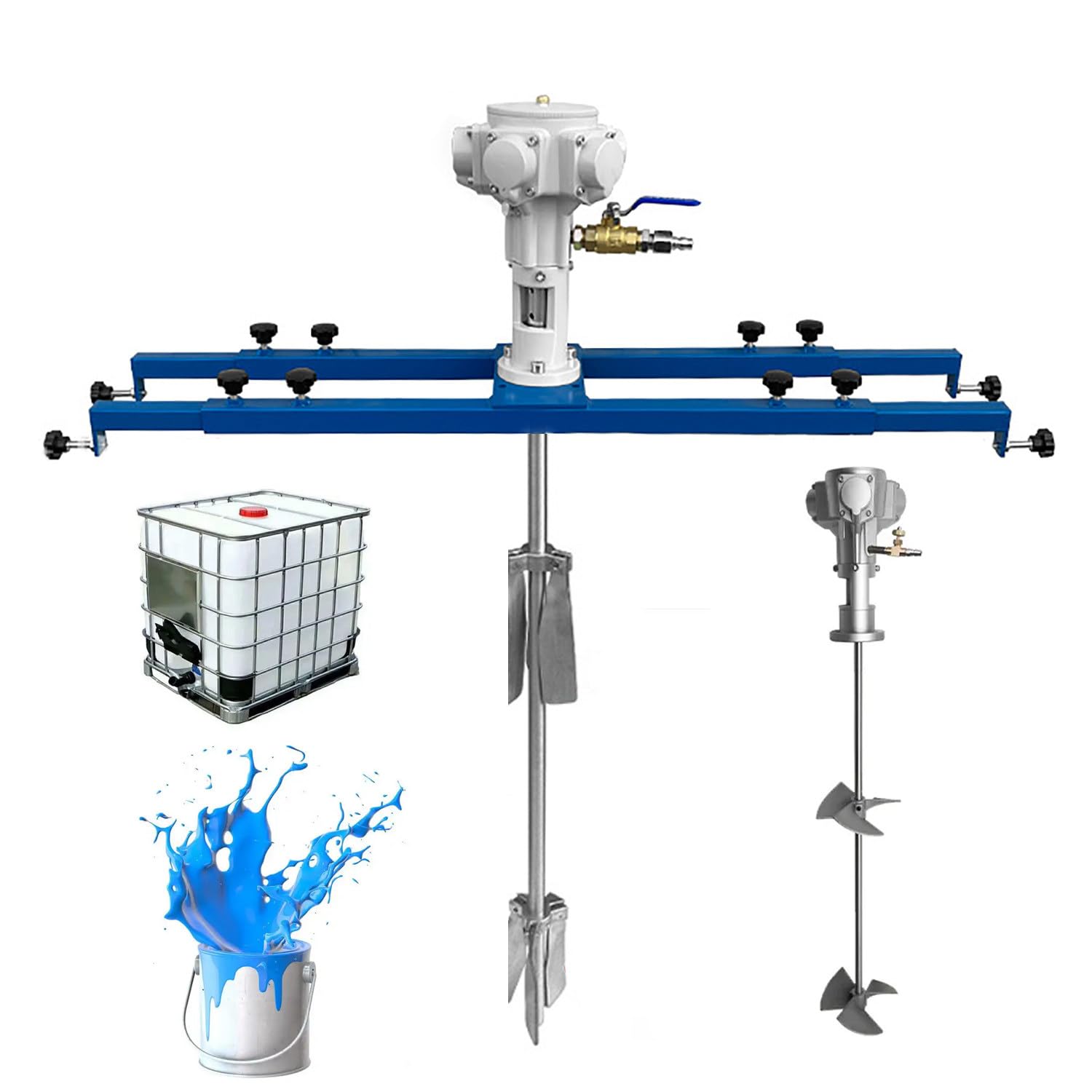 Mezclador de pintura de acero inoxidable con soporte neumático, 0-1900 RPM, varilla agitadora de 880 mm, longitud 720-1200 mm ajustable, 0-1000 kg, para agitar soluciones ligeramente viscosas