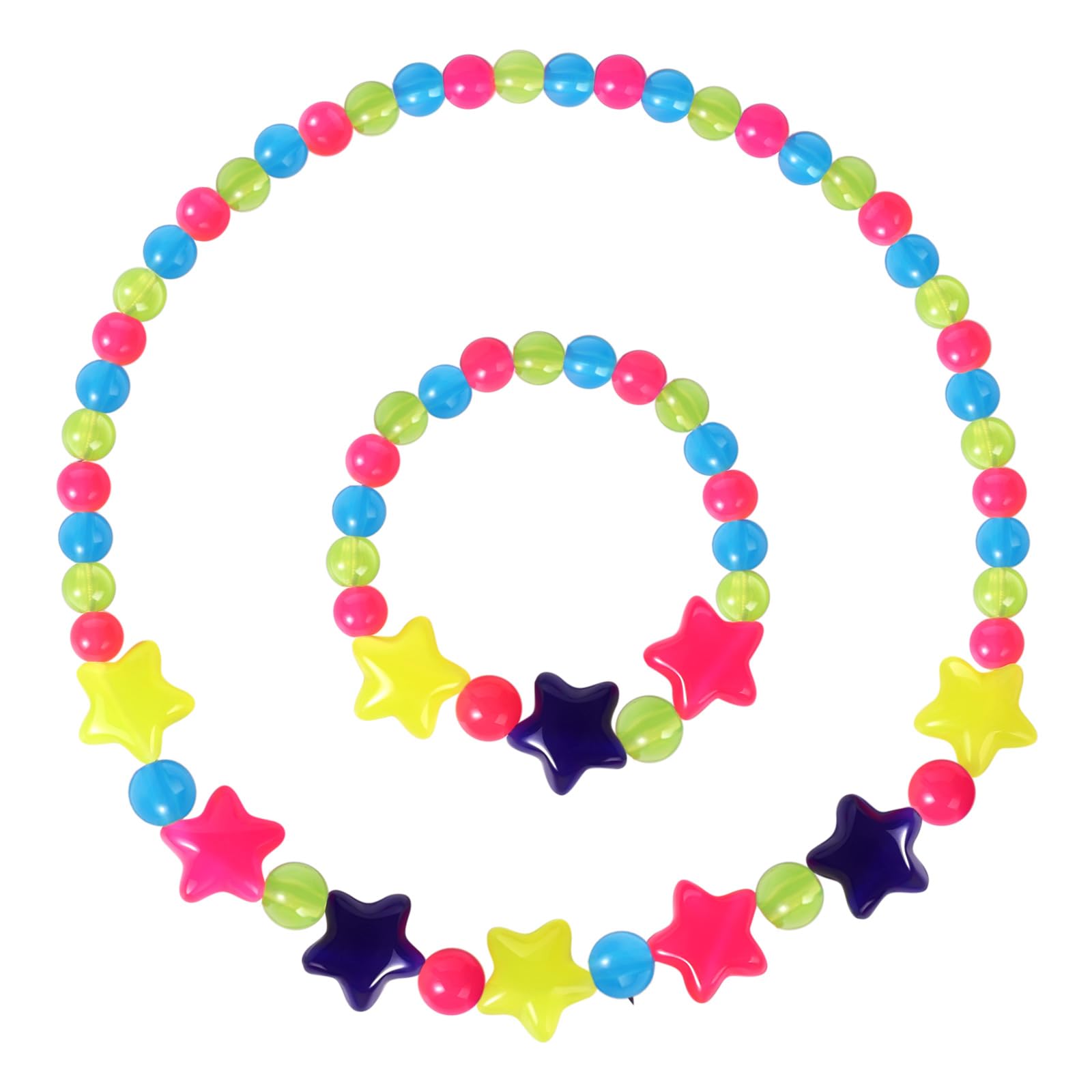 Maeoetty Girls Jewelry Set, Cute Star Beads Necklace Bracelet-Toddler Girls Star Jewelry