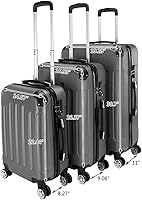 Vista 58 de Juego de equipaje de 3 piezas – Maletas con ruedas giratorias multidireccionales – Bolsa de viaje Maleta ABS con bloqueo TSA – Maletas de carcasa