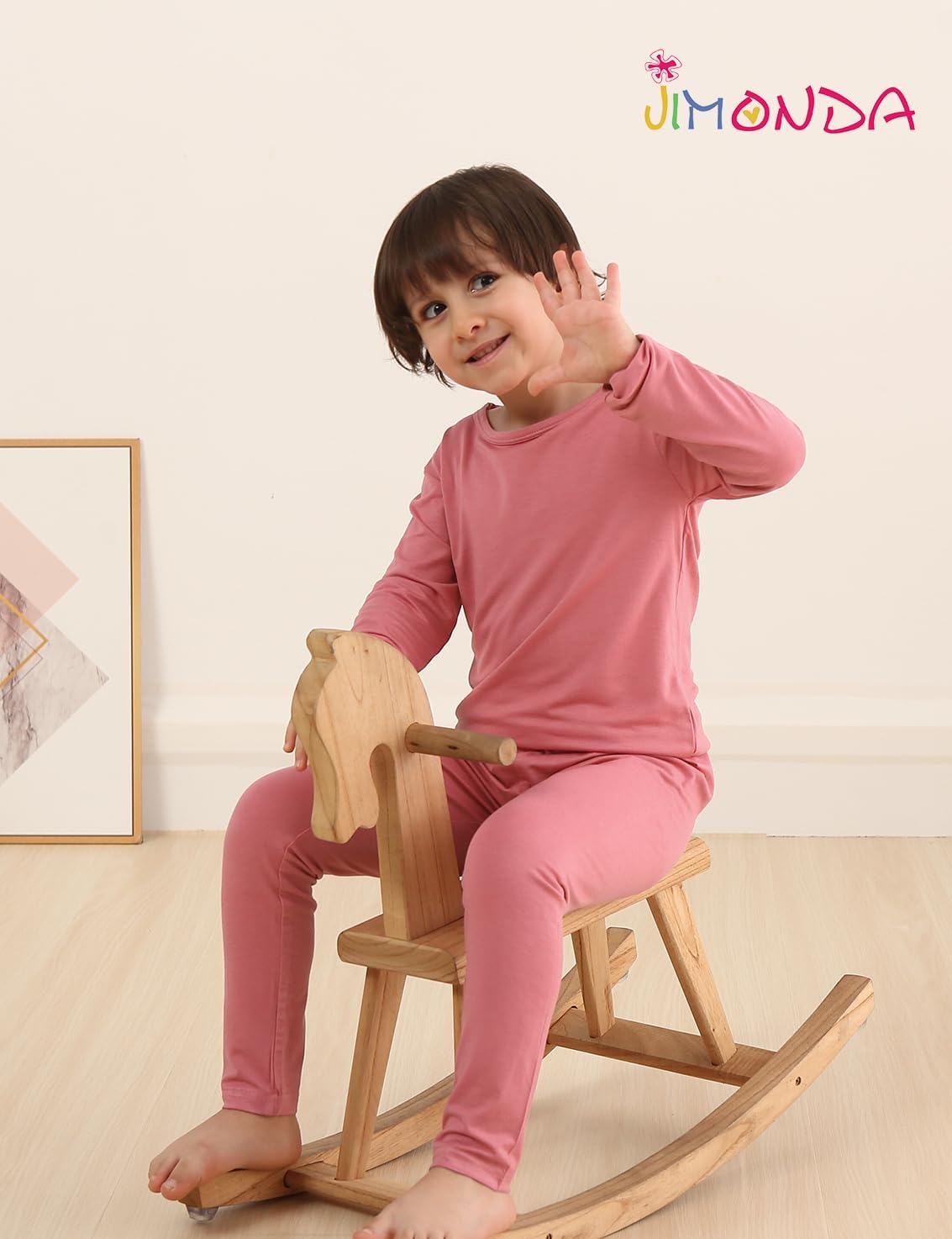 Jimonda Toddler Kids Girls Boys Pajamas Sets Soft Comfy Jammies Tencel Solid Raglan Sleepwear Pajamas Pjs 2pcs Set 18M-8Y - Image 2