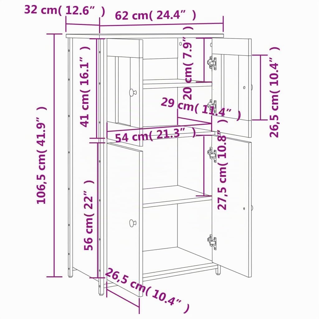 vidaXL Aparador Alto, Alacena con Puertas Estantes, Armario Consola, Aparador Auxiliar para Salón Hogar, Madera Contrachapada Roble Sonoma