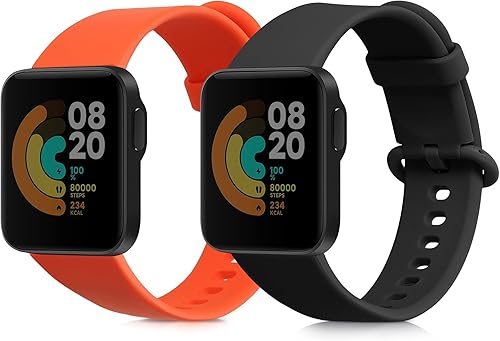 kwmobile Correas compatibles con correas de reloj Xiaomi Mi Watch Lite/Redmi - 2 correas de reloj de silicona de repuesto, color negro/azul oscuro
