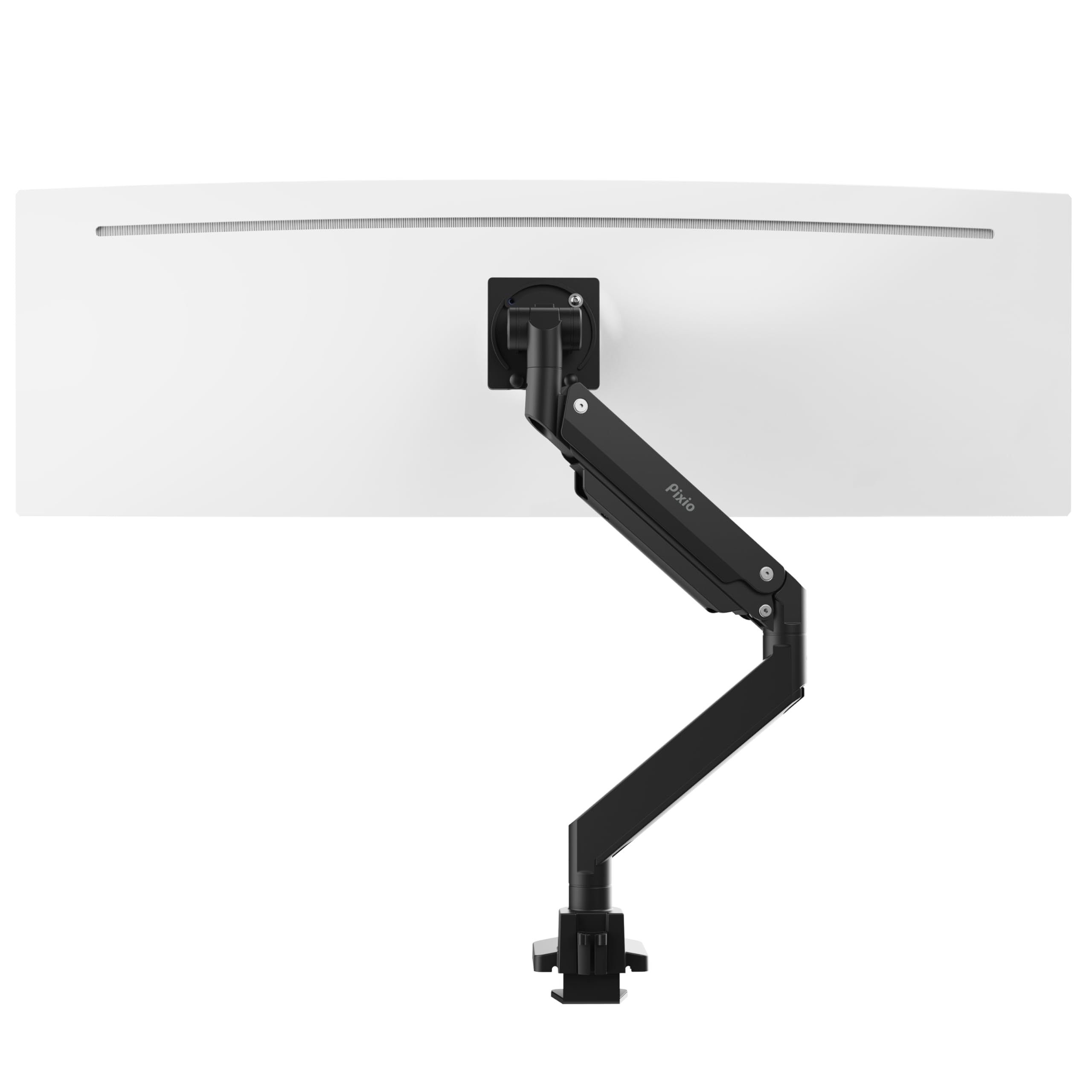 Pixio PS2S Titan Black Ultrawide Mega Heavy-Duty Premium Single Monitor Arm Stand fits up to 57 inch Monitors Holds up to 59.4lbs VESA Compatible Integrated Cable Management