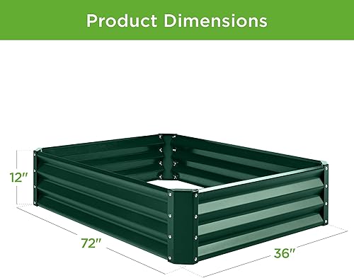 Miniatura 7 de Best Choice Products Jardinera elevada de metal para exteriores, de 6 x 3 x 1 pies, para verduras, flores, hierbas y suculentas, color verde oscuro