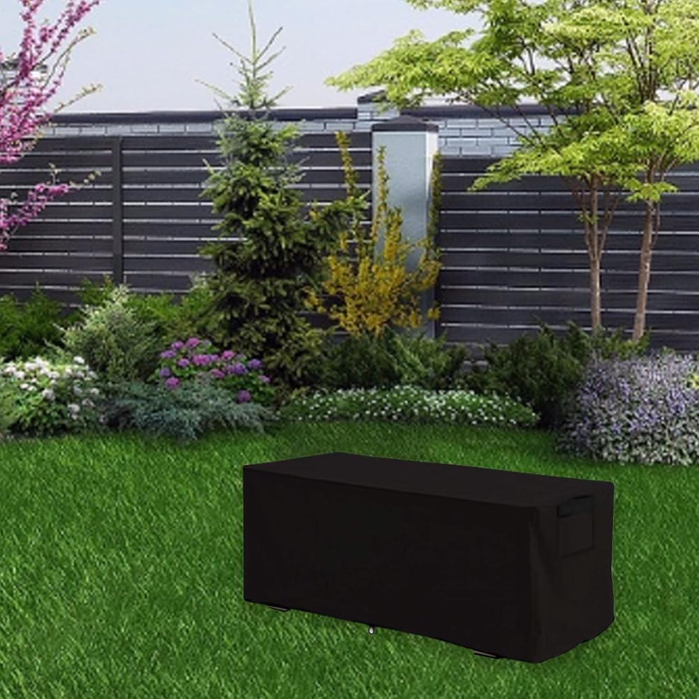Abdeckung für Deckboxen, für den Außenbereich, für den Außenbereich, strapazierfähig, wasserdicht, für Terrasse, Container-Haube, zwei Belüftungsöffnungen mit Netzen, Möbelplane, wetterfester Rutsch