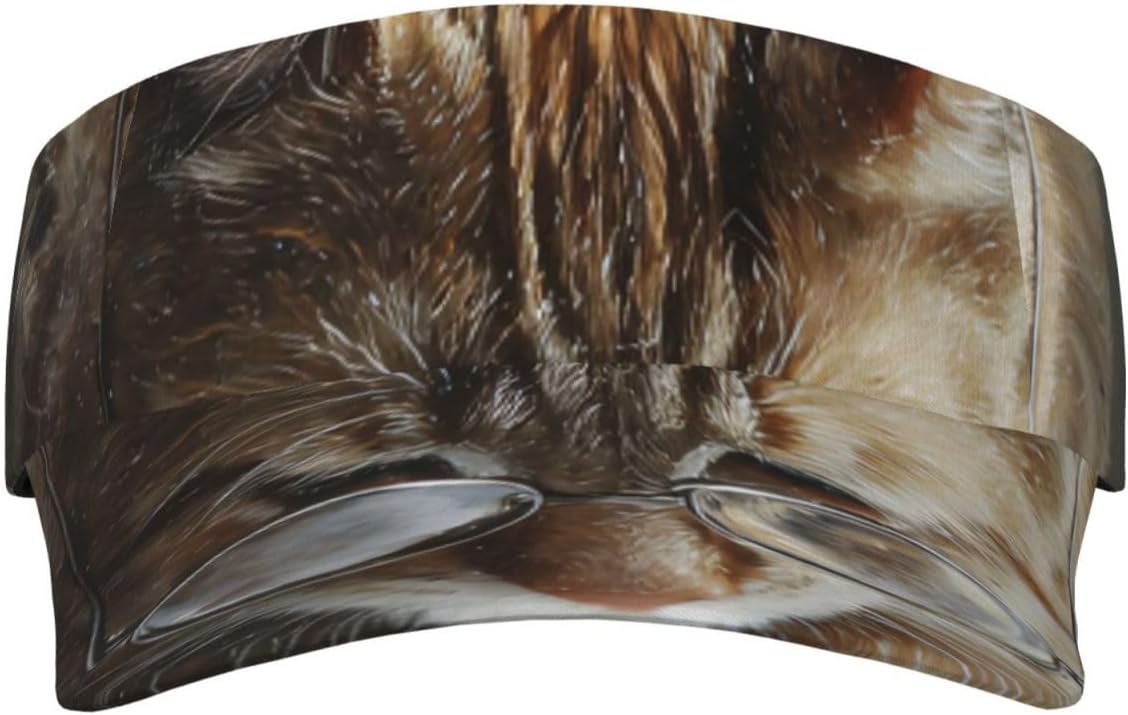 (Animal Cat) Adult Sun Visor Hat Adjustable Open Top Sports Cap Breathable for Men Women Beach Vacation Essentials Black