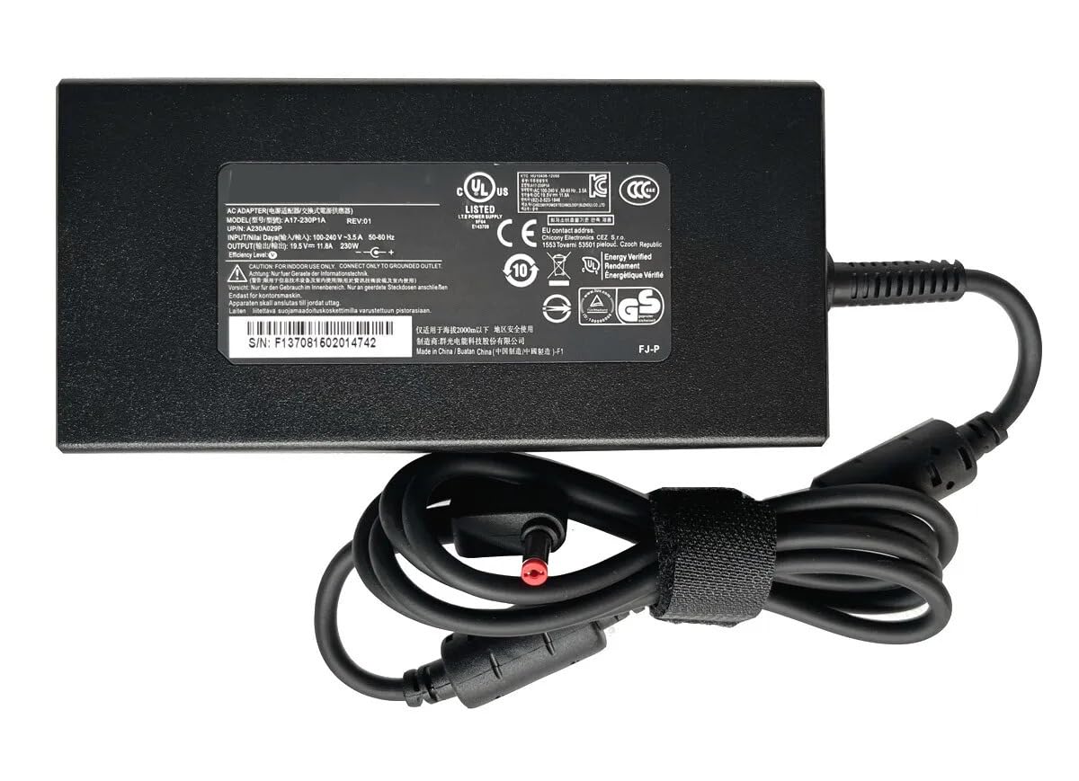 19,5 V, 11,8 A, 230 W, Netzteil, AC A17-230P1A, kompatibel mit Acer Nitro 5 AN515-58-57Y8, Nitro 16 AN16-51-56V, Nitro 17 AN17-41-R6L9 Laptop(nur für 5,5 * 1,7mm kleine Spitze)