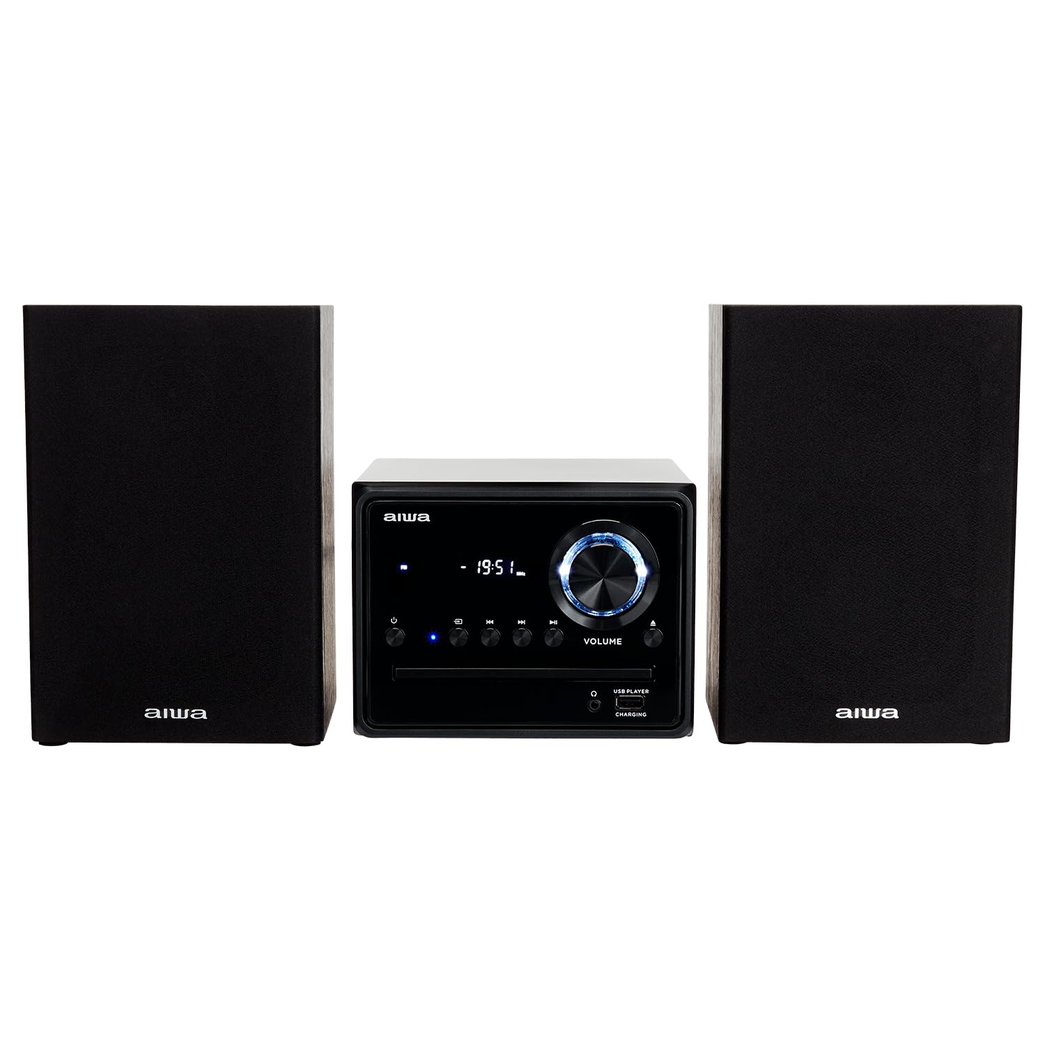 AIWA - MCBT-350, Mini Sistema Hi Fi Clase D de 20 W, Reproductor de CD MP3, Bluetooth 4.2 inalámbrico, Radio FM Digital 40 emisoras, USB Reproducción de Carga, entradas RCA, Salida de Auriculares