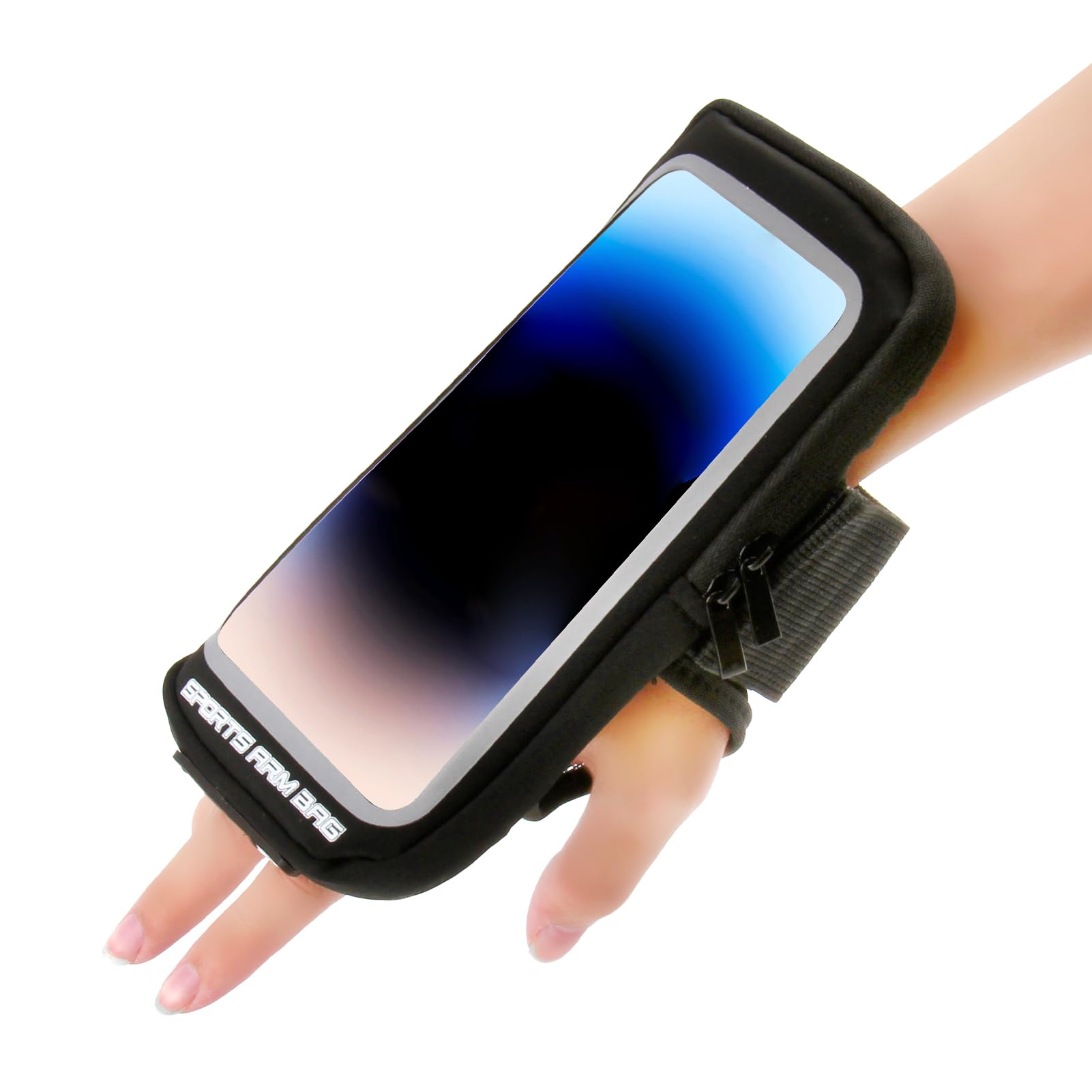 Fascia Braccio Porta Cellulare HLOMOM | Regolabile E Girevole 360° | Per IPhone E Android Fino A 7'' | Nero - Foto 10