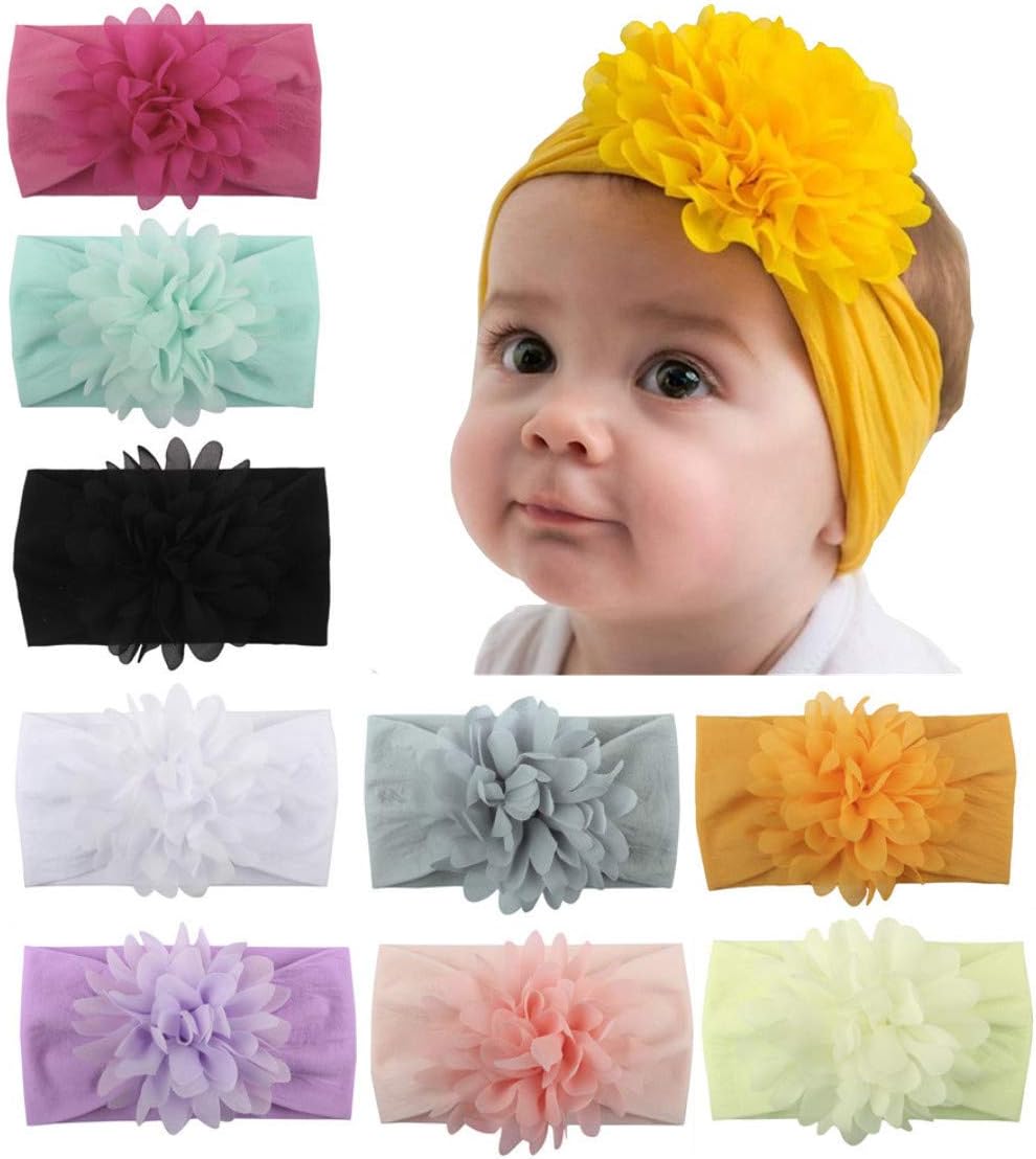 Toptim Baby Head Wrap Chiffon Flowers Newborn Infant Soft Nylon Headbands