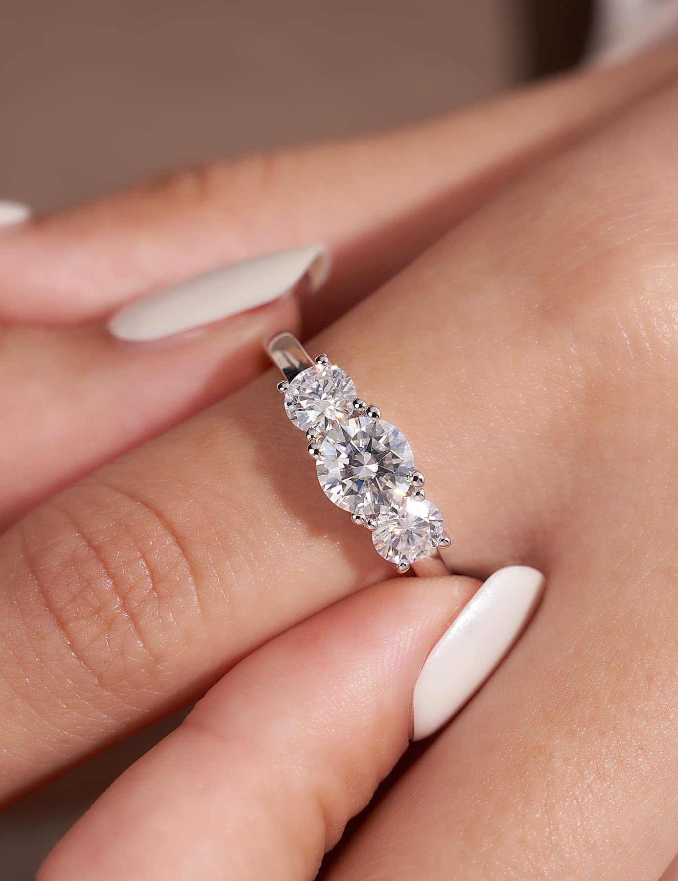 IMOLOVE Fedi nuziali in moissanite da donna in argento Sterling 925 placcato oro bianco 18 carati, 2 carati, colore D 2 carati, anelli di fidanzamento VVS1 con strass rotondi creati