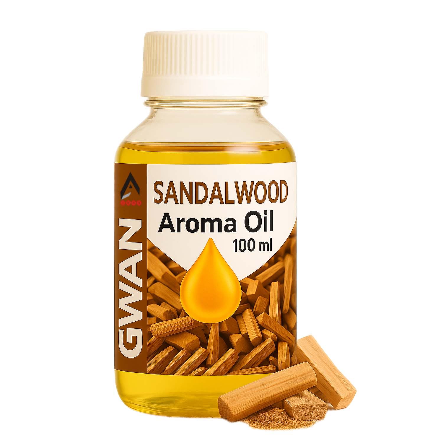 Gwan Sandal Wood Aroma Oil for Home Fragrance | Best for Aromatherapy | Helps in meditation | Used in Diffusers, Candles, Air Fresheners, Soaps, Humidifier, Diffuser | Essential Oil 100 ml,