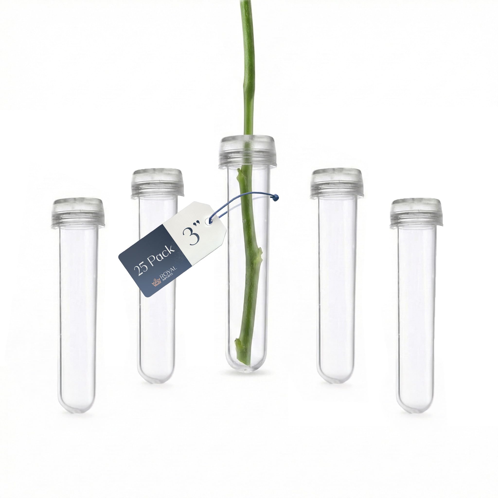 Royal Imports Floral Water Tubes/Vials for Flower Arrangements, Clear - 3" (1/2" Opening) - Standard - 25/Pack - w/Caps-image-16