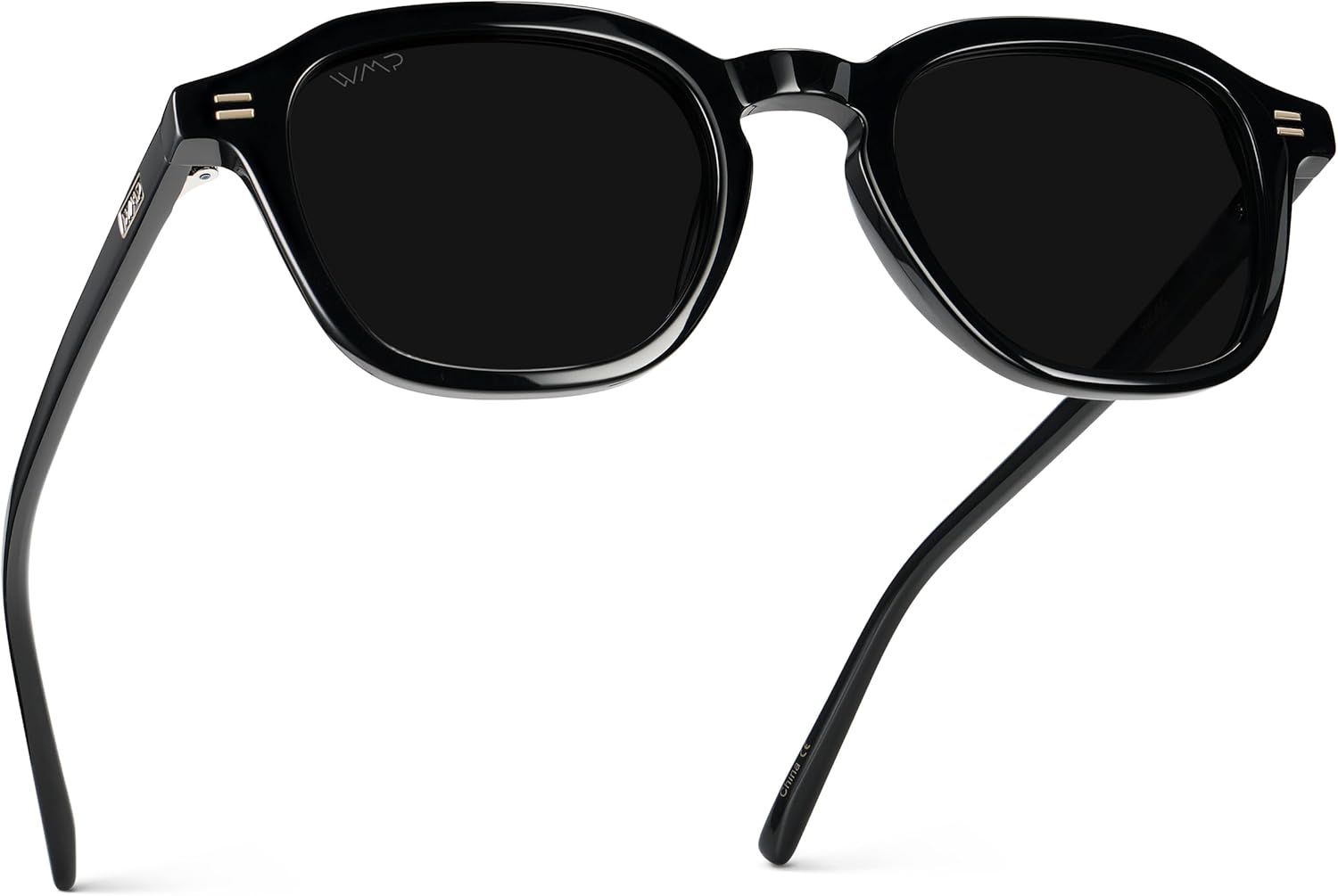 WMP Eyewear - Men's Polarized Retro Sunglasses - Classic Geometric Square Style, Acetate Frame, Keyhole Bridge