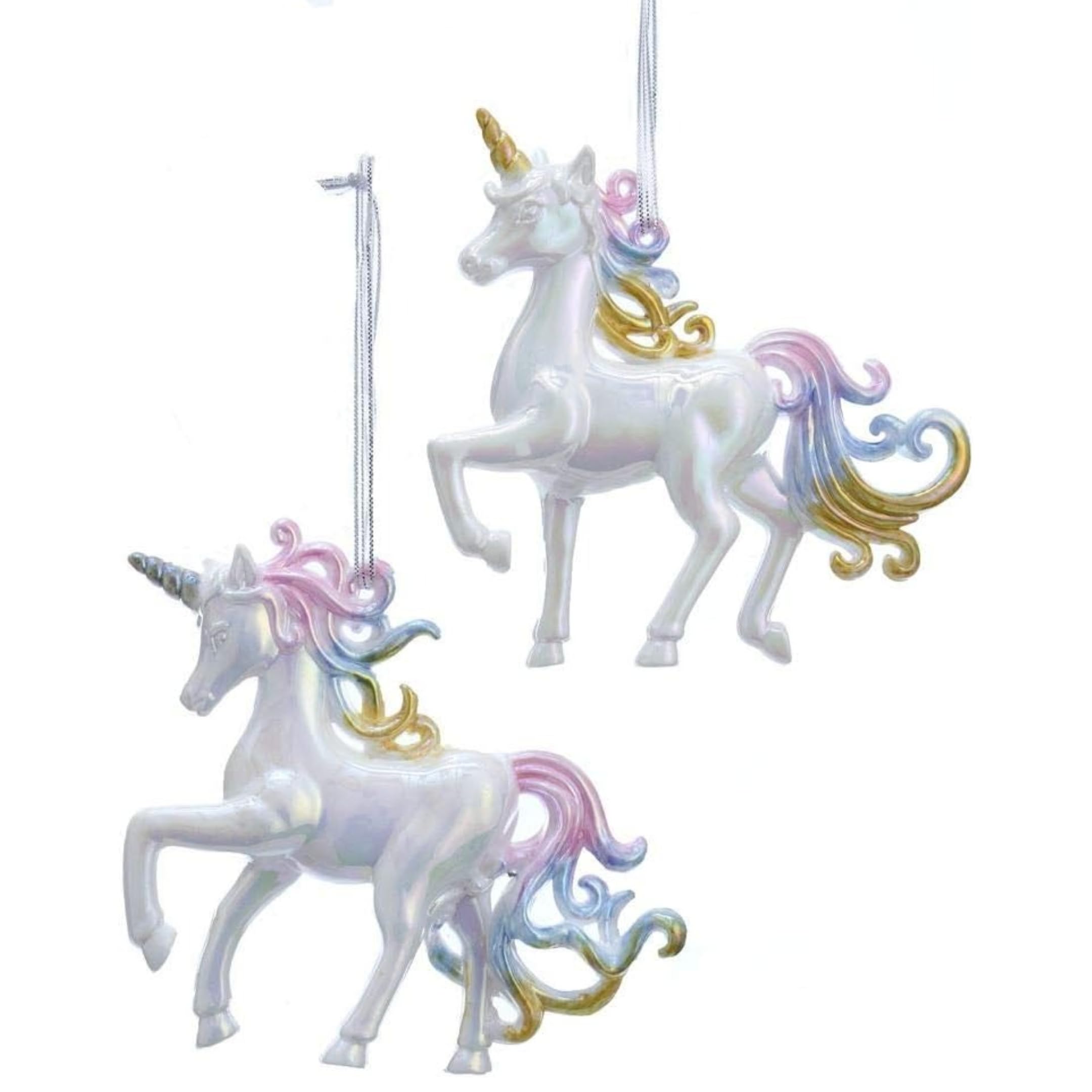 Kurt S. Adler MEHRFARBIGES WEISSES Einhorn BAUMSCHMUCK AUS Plastik 2/SORT