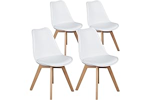 OLIXIS Set of 4 Retro Dining Room Chairs with Upholstered Seat and Sturdy Wood Legs