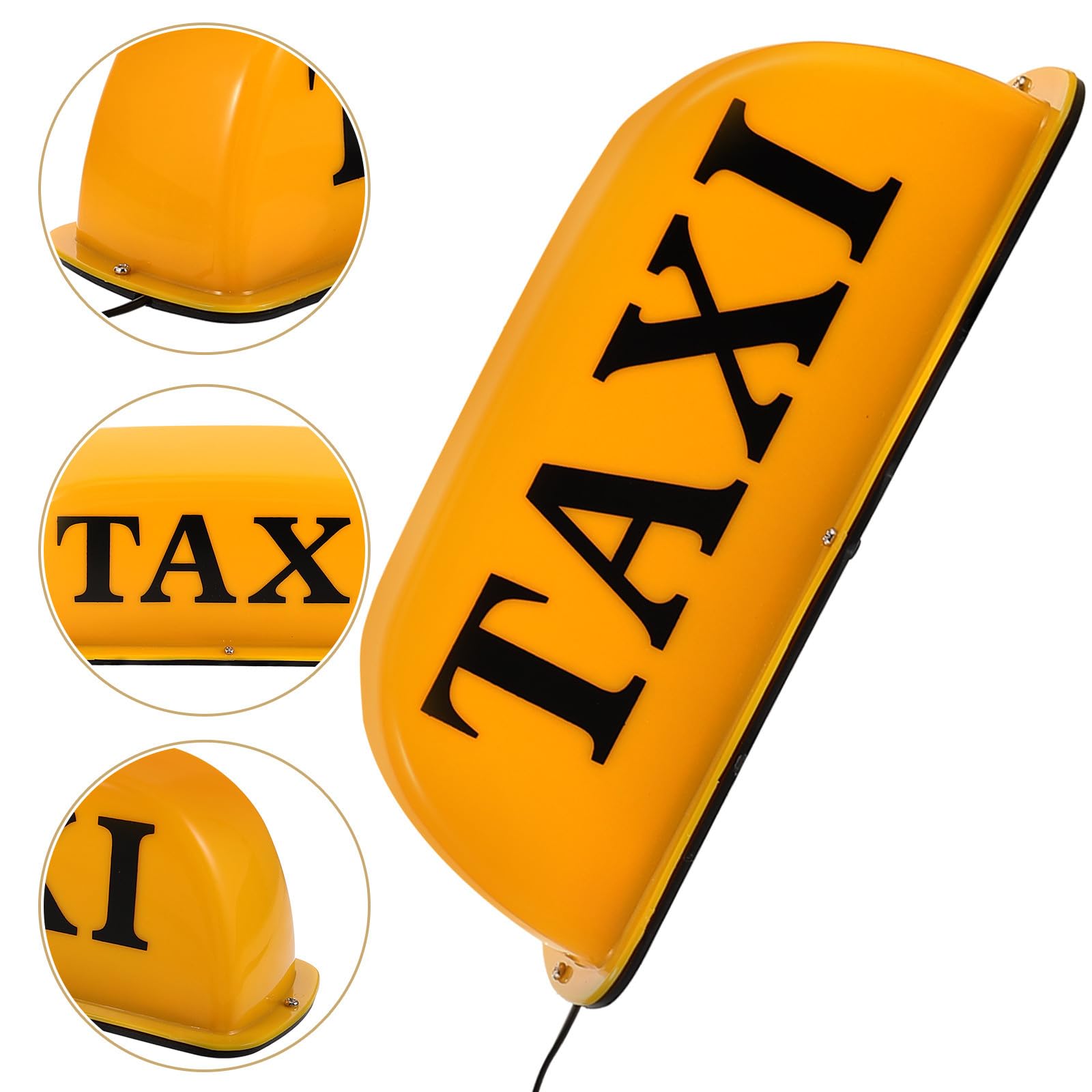 Lampada Segnaletica Taxi Magnetica per Veicolo, Luce Gialla in Plastico Resistente, per Guida Notturna e Auto Taxi, Facile da Fissare Sul Tetto