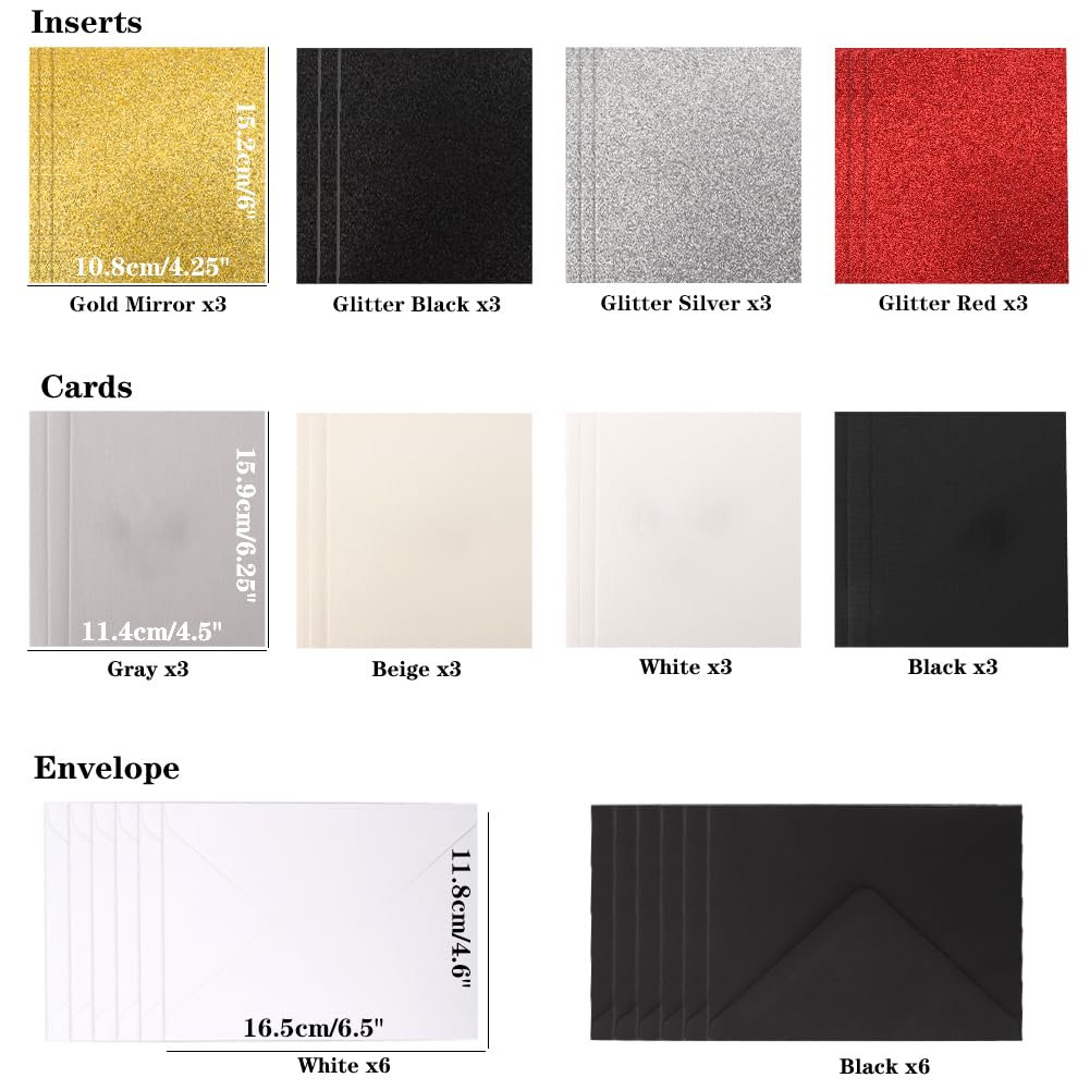 Insert Cards für Cricut Joy – 12 Pack DIY Biglietti fai da te con biglietti, inserti, buste, kit fai da te per la creazione di biglietti in pochi minuti, utilizzo con Cricut Card Matte, stile 2