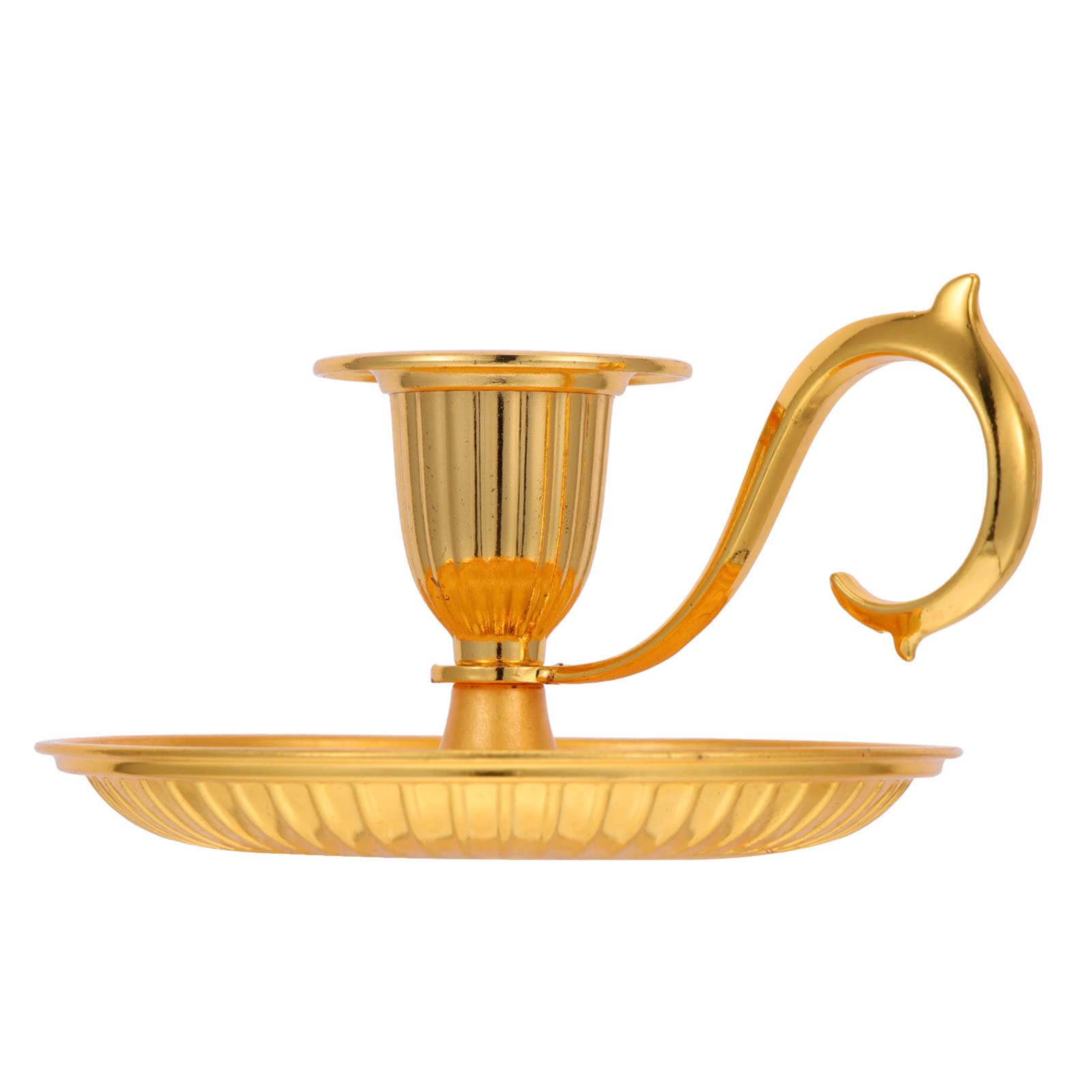 CiieeoTaper Candle Holder with Finger Ring Vintage Metal Pillar Candle Stick Holder for Fireplace Mantle Wedding Dining Party Table Centerpiece Golden