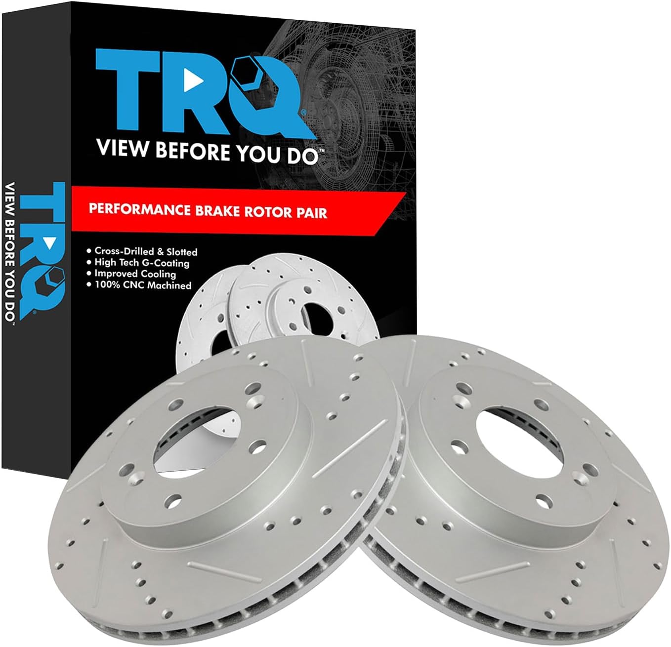 TRQ Front Performance Brake Rotors Set Premium G-Coated Compatible with 1997-2001 Acura Integra 1991-1995 Legend 1996-1998 RL TL Honda CR-V 1995-1998 Odyssey Prelude 1996-1999 Isuzu Oasis