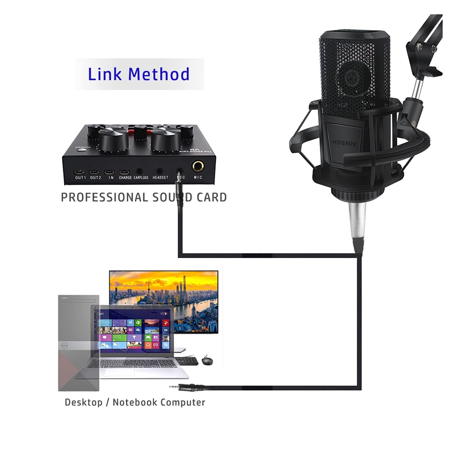 ywzhushengmaoyi mikrofon BM1000 Studio Computer Microfono Karaoke Microfono Microfone per la Registrazione Streaming Gaming Microphone
