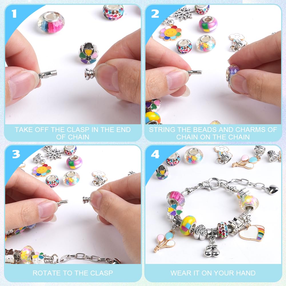 AUAUY Charm Bracelet Making Kit, 66pcs Gifts for Women Bracelet Making Kit with Box Jewellery Making Kit - Image 4