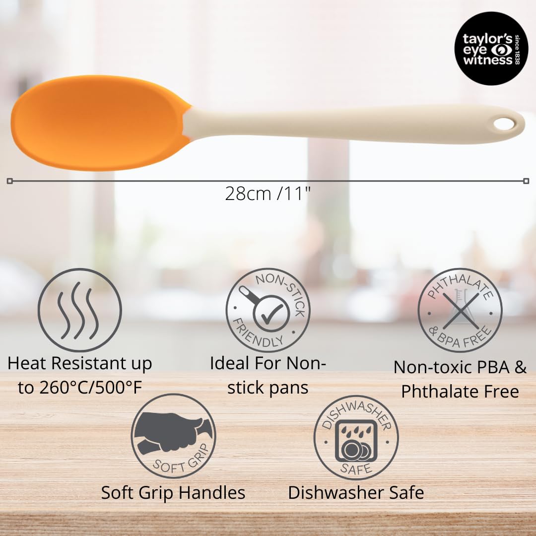 Taylors Eye Witness Large Silicone Stirring Spoon, Buttermilk & Saffron, Dishwasher Safe, Non-Stick - Image 3