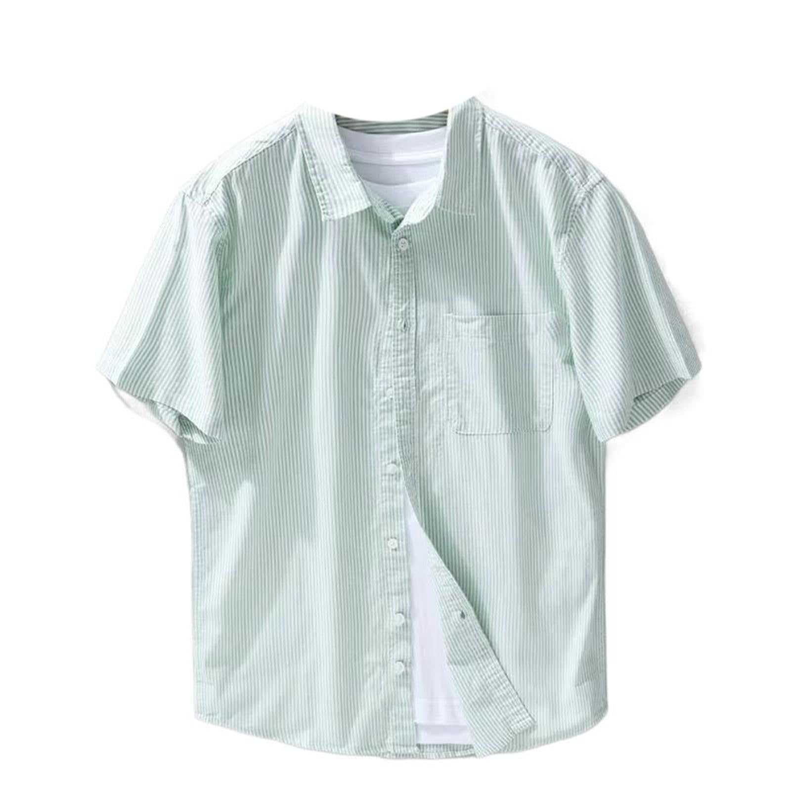 Camicetta da Uomo Morbida Leggera abbottonata a Righe, Top Casual Streetwear Estivo