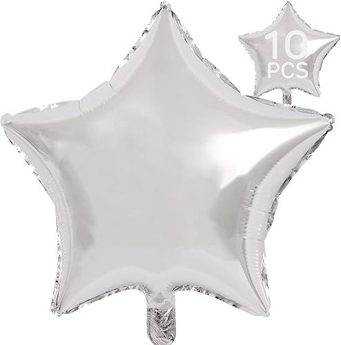 Miniatura 44 de Globos de estrella rosa de 18 pulgadas, 10 unidades de globos metálicos de aluminio de helio de Mylar en forma de estrella rosa caramelo para Globos
