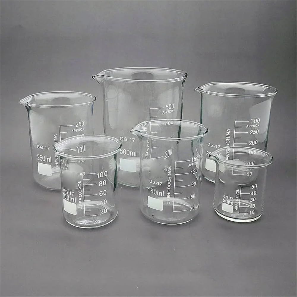 Instrumentos y Equipos de Laboratorio Lot de 4 béchers en verre de 25 à 500 ml, équipement de laboratoire de mesure(400ml)