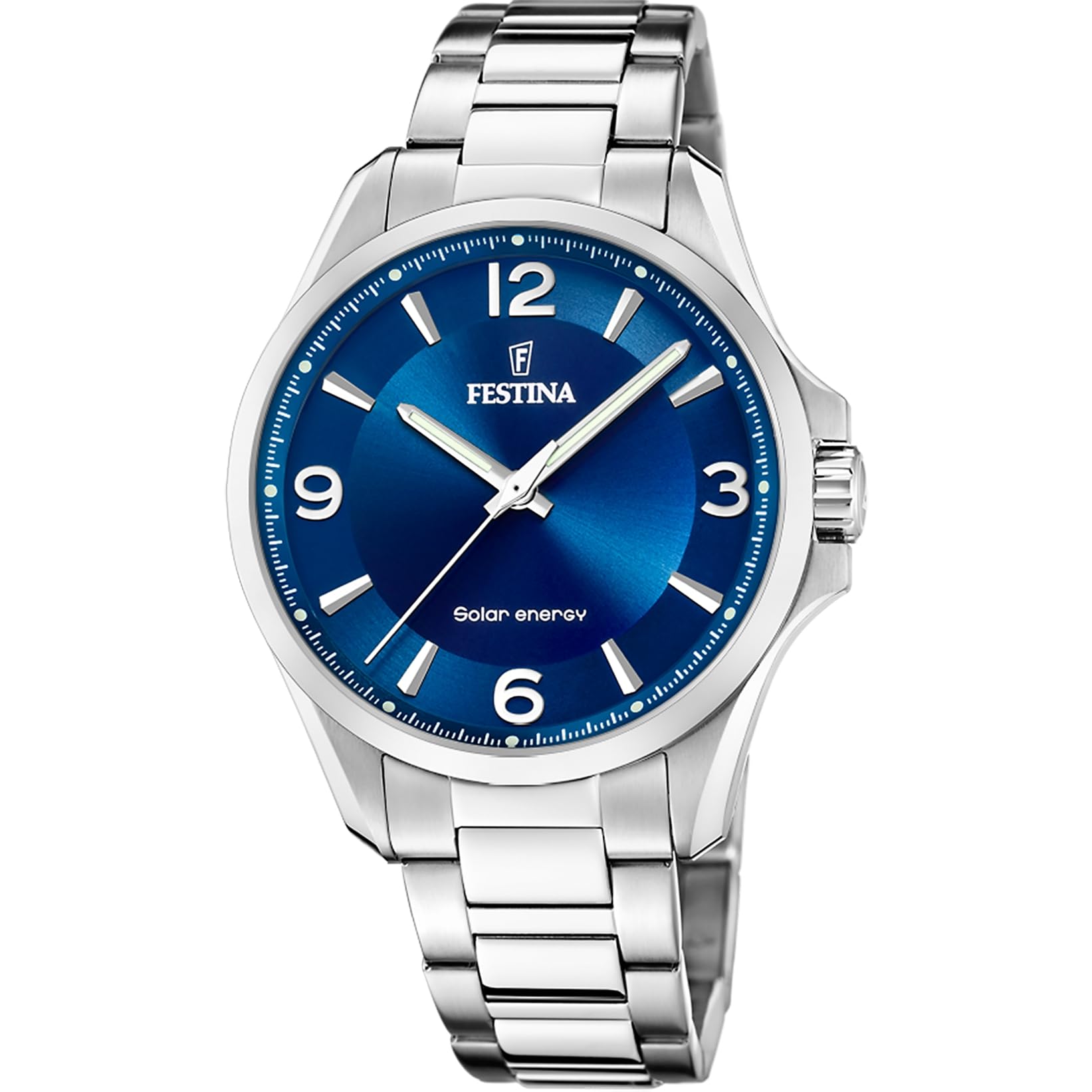 Festina Orologio Uomo Solar in Acciaio Inossidabile 316l Argentato | Vetro Minerale ad Alta Resistenza, Impermeabile 5 ATM F20656/2 Solar Energy