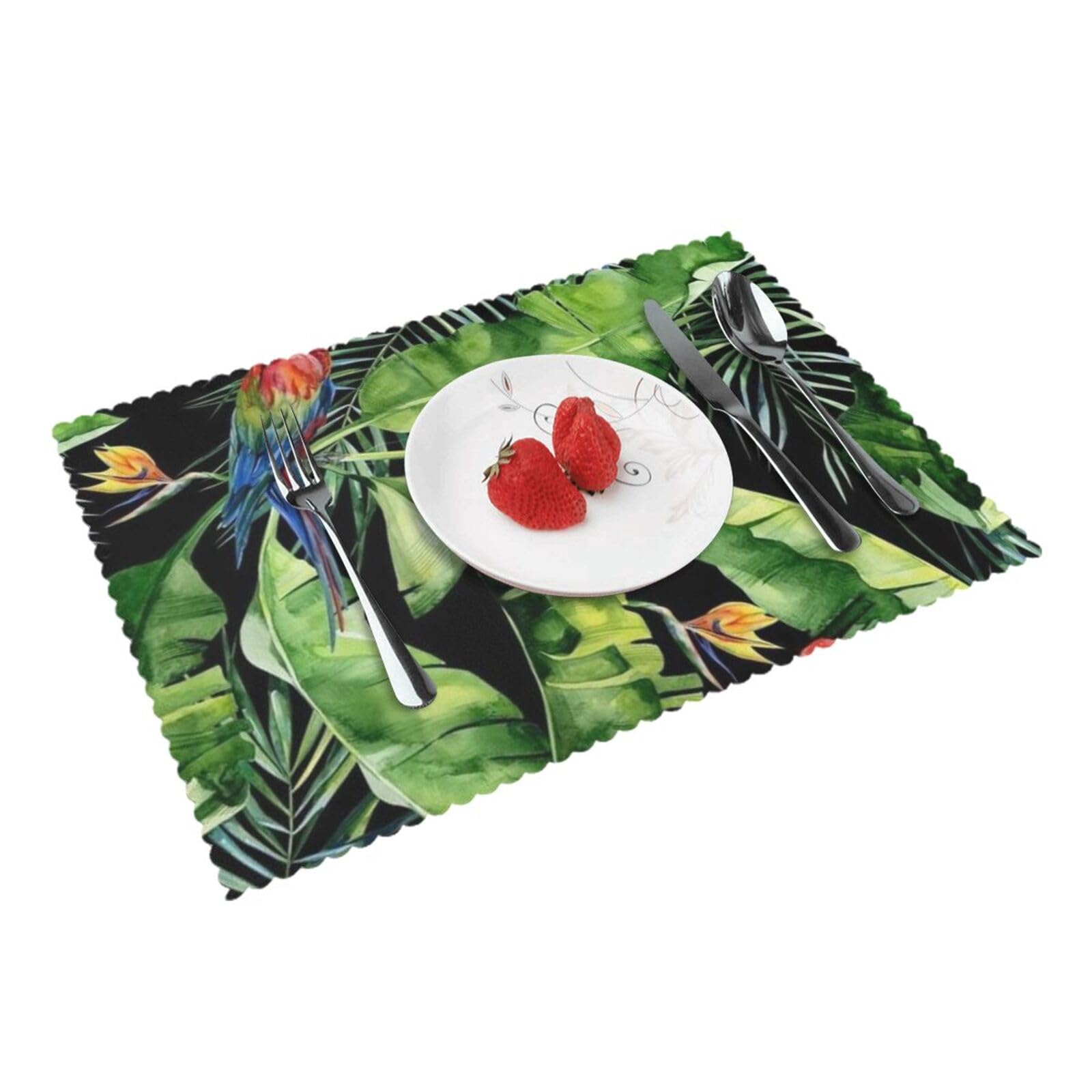 Toucan Perching of American Rainforests Printed Placemats Set of 4 PCS Washable Placemat for Kitchen Table Heat-resistant Table Mats 45x30 CM