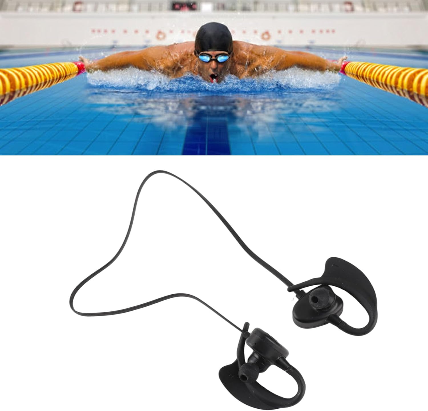 Jiawu Swimming Headphones IPX8, in Ear Earbud Headphones with BT 5.0, Underwater Headphone for Swimming, Sports Headphone for Swimmings, Running and Cycling (Black)