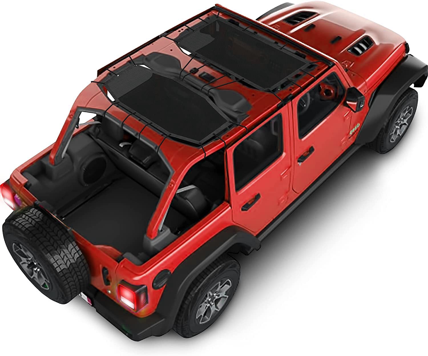 Wrangler Sun Shade JLU (2018 - Current) – Motomate Front & Rear Mesh Sunshade fit JL Unlimited UV Blocker, Wind, Noise, Bikini JLkini Top Cover for Sport, Sport S, Sahara, Rubicon, Jeep Accessories