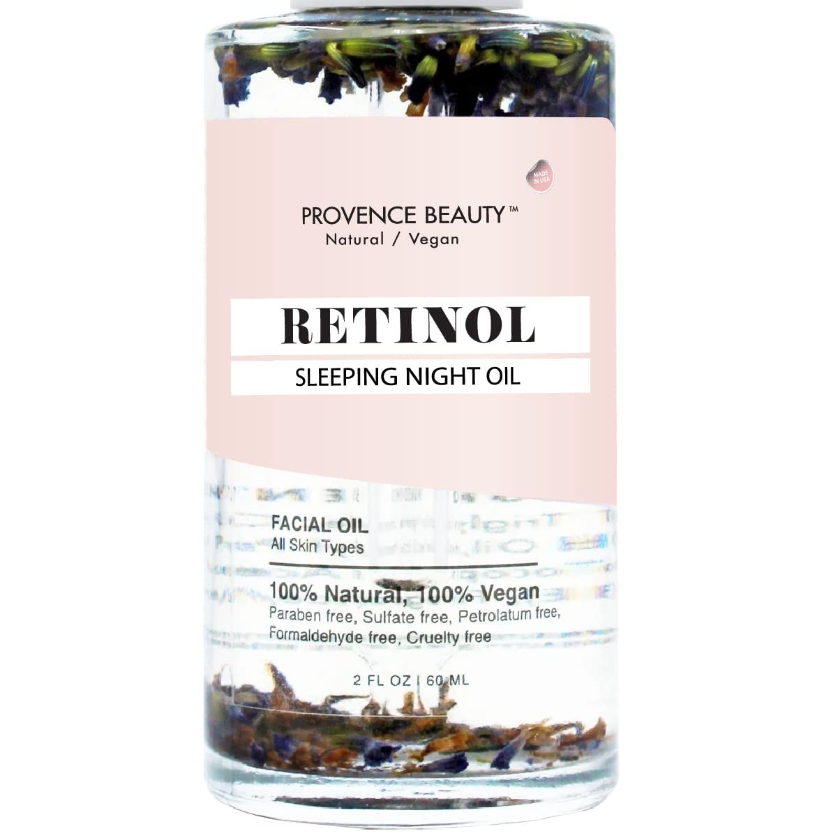 BEAUTE DE PROVENCE Retinol Oil Sleeping Night Oil - Face Moisturizer Full Of Essential Oils, Vitamin E Skin Care Serum And Face Cream Alternative for Facial Wrinkles, Anti-Aging For Women Men - 2 fl oz