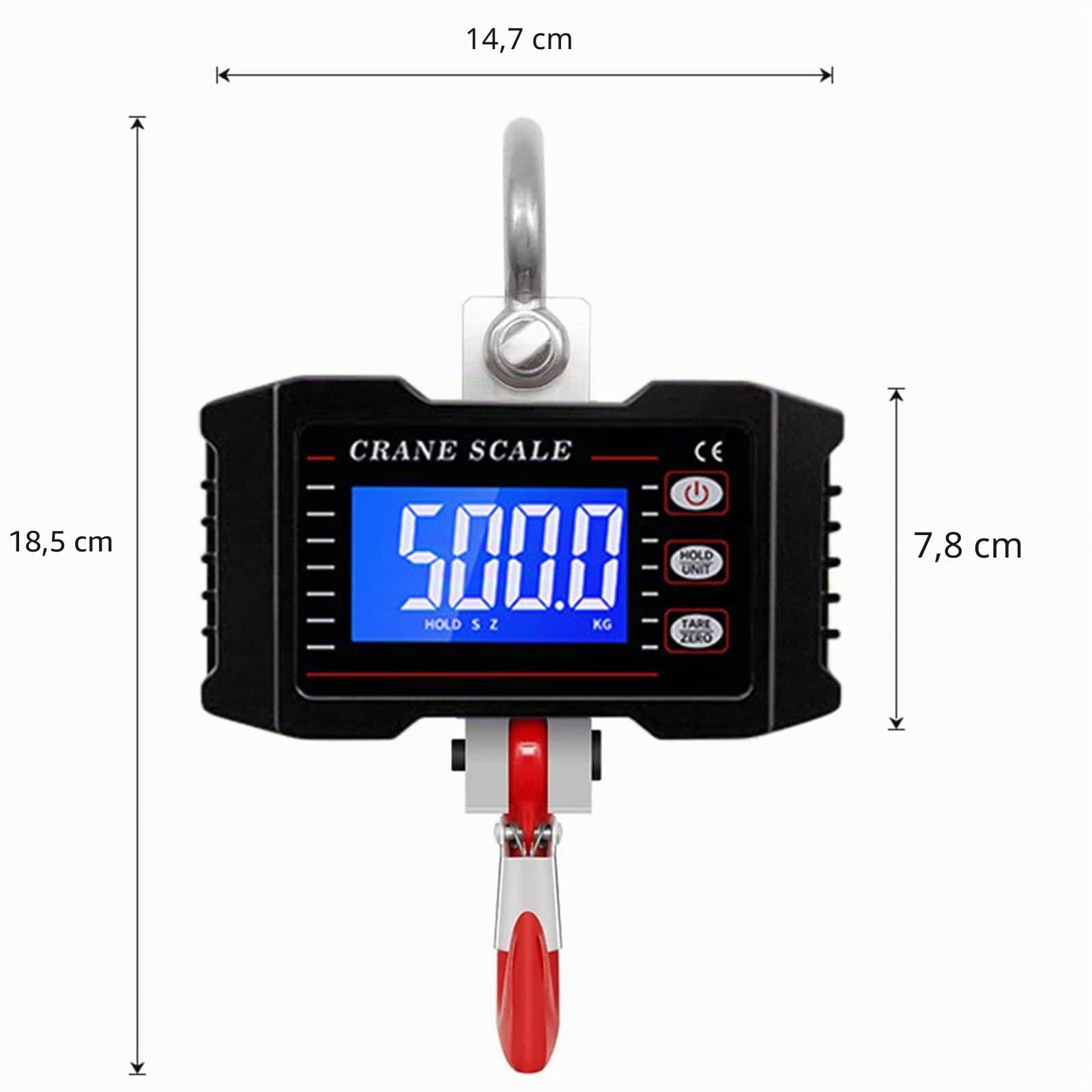 Báscula de grúa Electrónica 1000KG, Memows Báscula Colgante Portátil con Pantalla LCD y Control Remoto, Recargable Balanza Digital de Alta Precisión,Industrial Escala con Gancho Resistente para granja