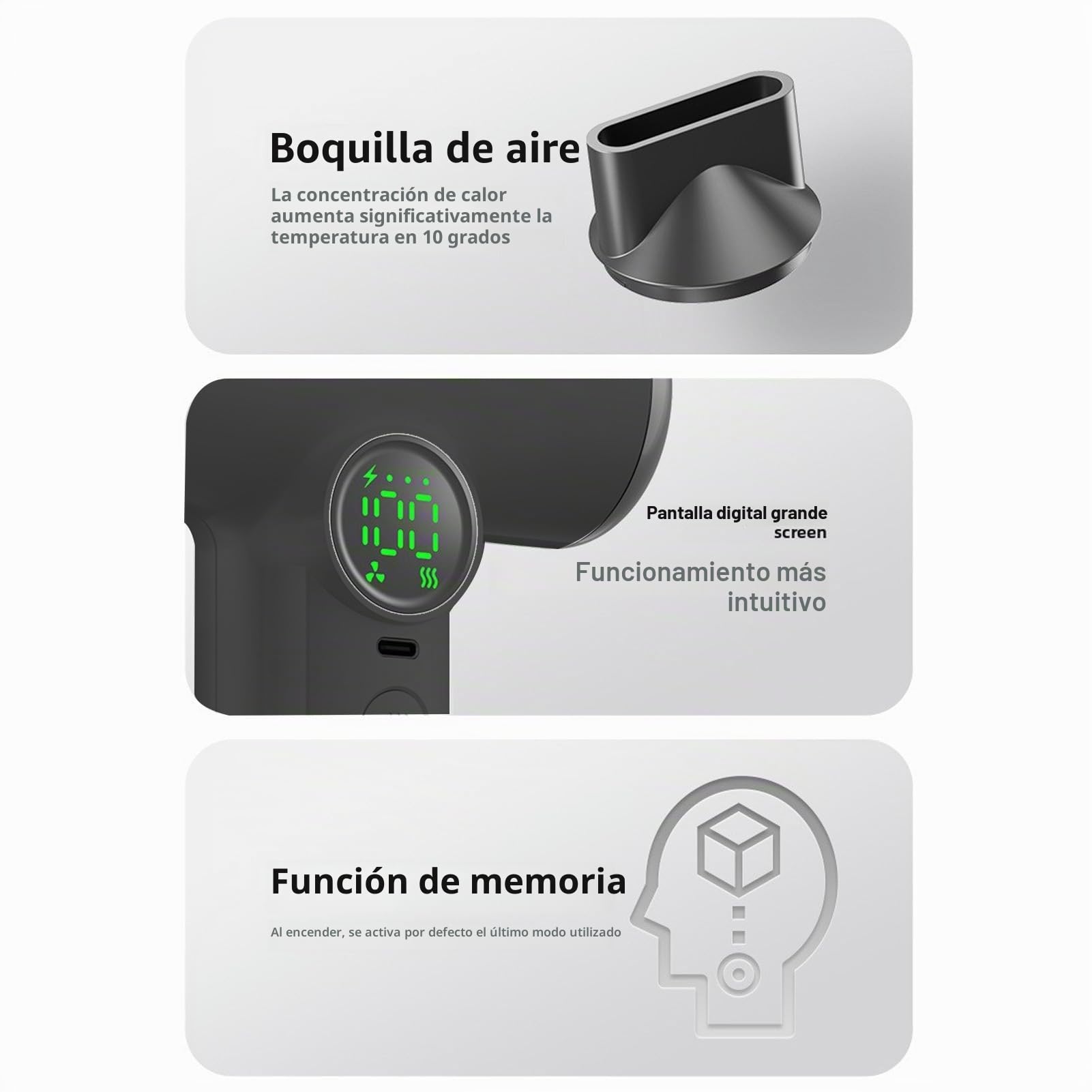 Elprico Secador de Pelo Inalámbrico, 15600mAh USB Recargable con Ajustes Calientes y Fríos, Secador de Pelo Portátil de 200W para Viajes, Camping y Dormitorios