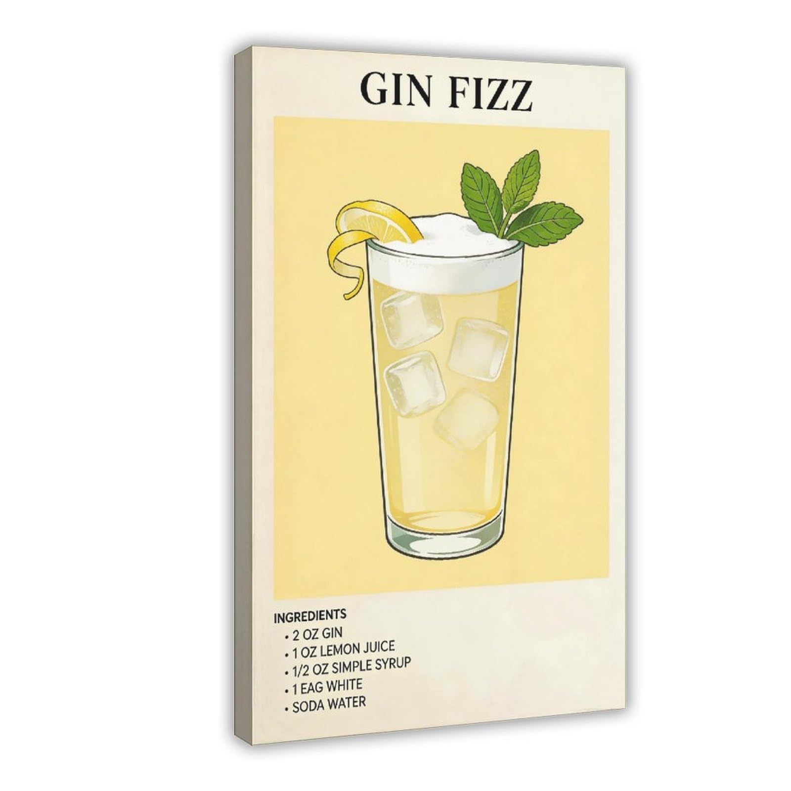 Bareronor Gin Fizz Cocktail Canvas Poster for Office Decor Gift