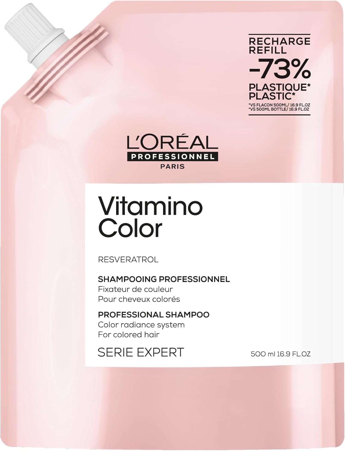 L’Oréal Professionnel Vitamino Color Shampoo Refill pack 500ml, Colour Protection and Shinier Stronger Hair, For Coloured Hair