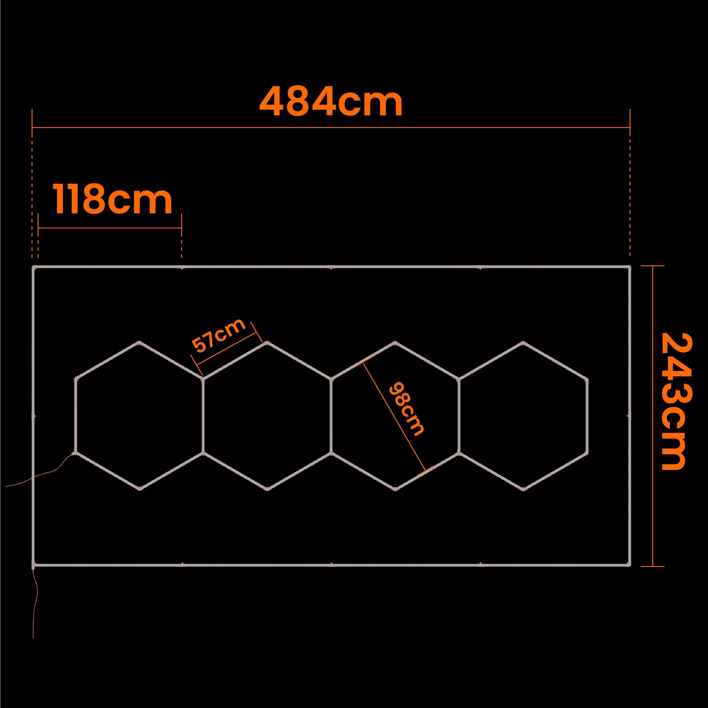 Garagenlampe LED 5-Hex 384W 4000K Verformbare LED Werkstatt Deckenleuchte DlY Sechseck Garage Licht für Garage, Werkstatt, Lager, keller, Fitnessstudio, Hexagon (484x243)
